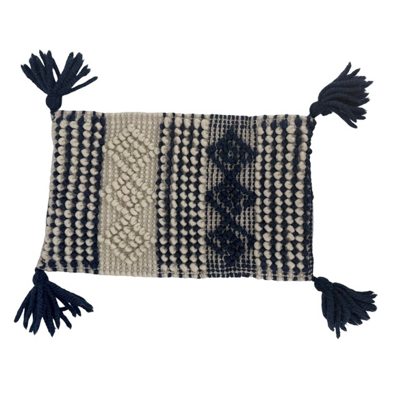 Magnolia Home by Joanna Gaines Other - Magnolia Home Joanna Gaines Tufted Wool Navy‎ Cream Textured Tassel Pillow Cover